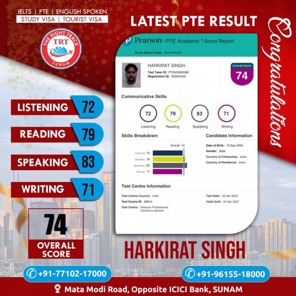 HARKIRAT PTE SCORE
