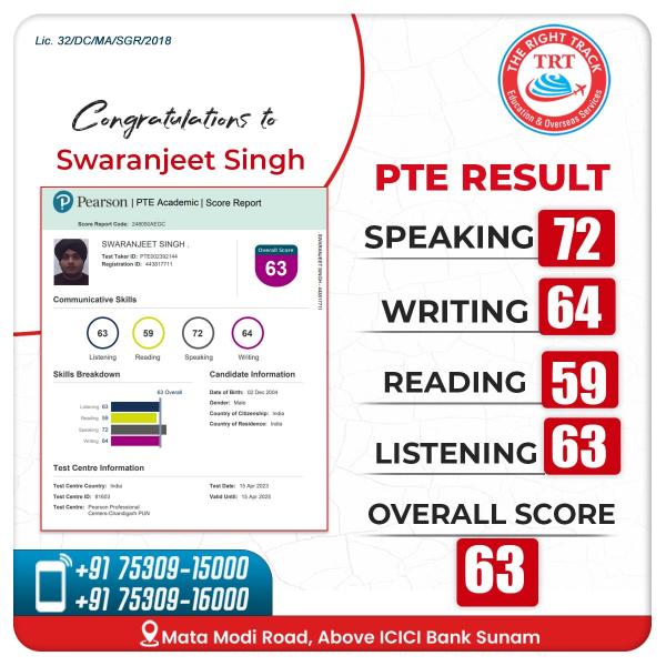 SWARANJEET SINGH PTE TRF