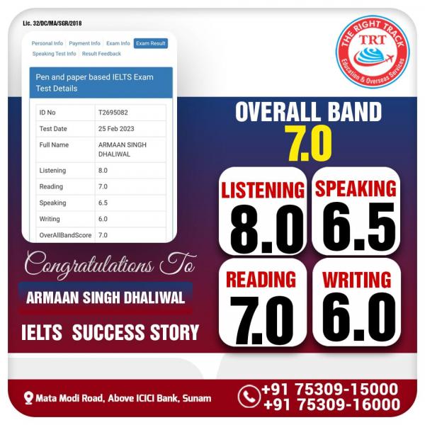 ARMAN SINGH IELTS RESULT